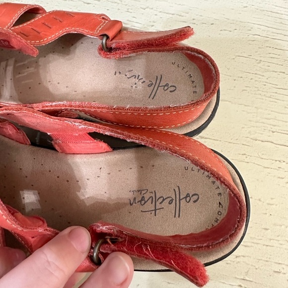 Clarks Women’s Lexi Qwin Coral Pink Leather Slingback Sandal Size 8 - Picture 5 of 5